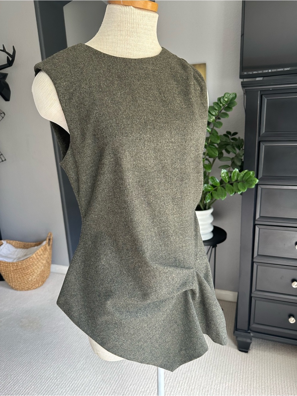 Zara Woman Olive Gray/Green Wool Blend Top size medium - Picture 5 of 16